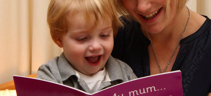 love2read mum and son sharing book image